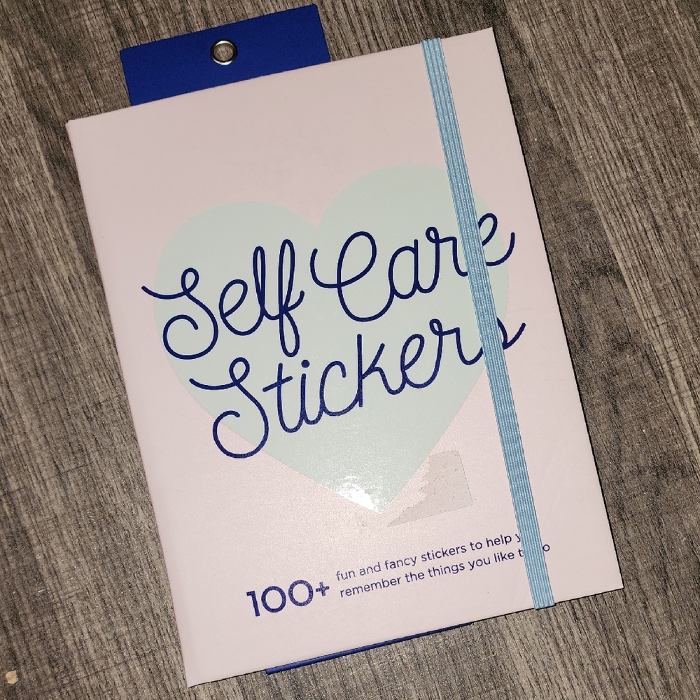 Self Care Sticker Book with Blue Elastic